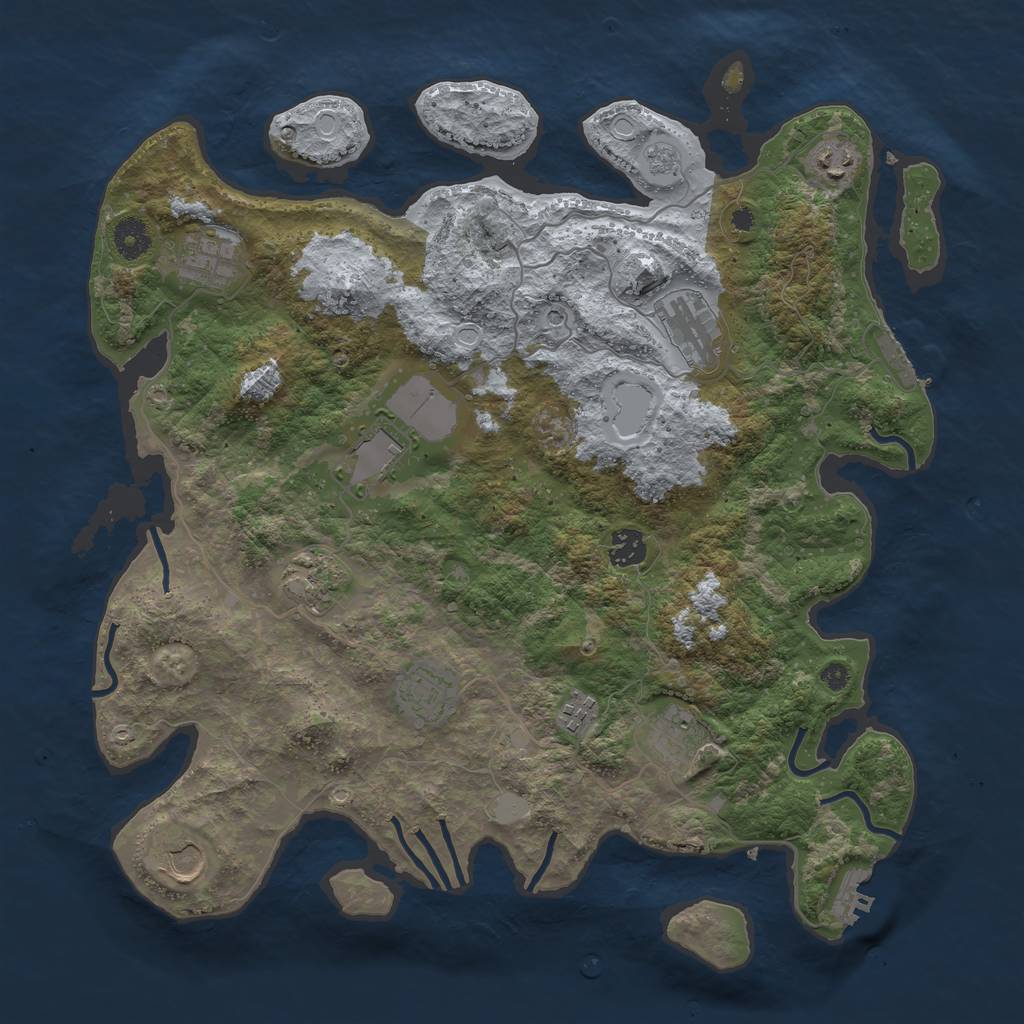 Rust Map: Procedural Map, Size: 3950, Seed: 53000624, 19 Monuments