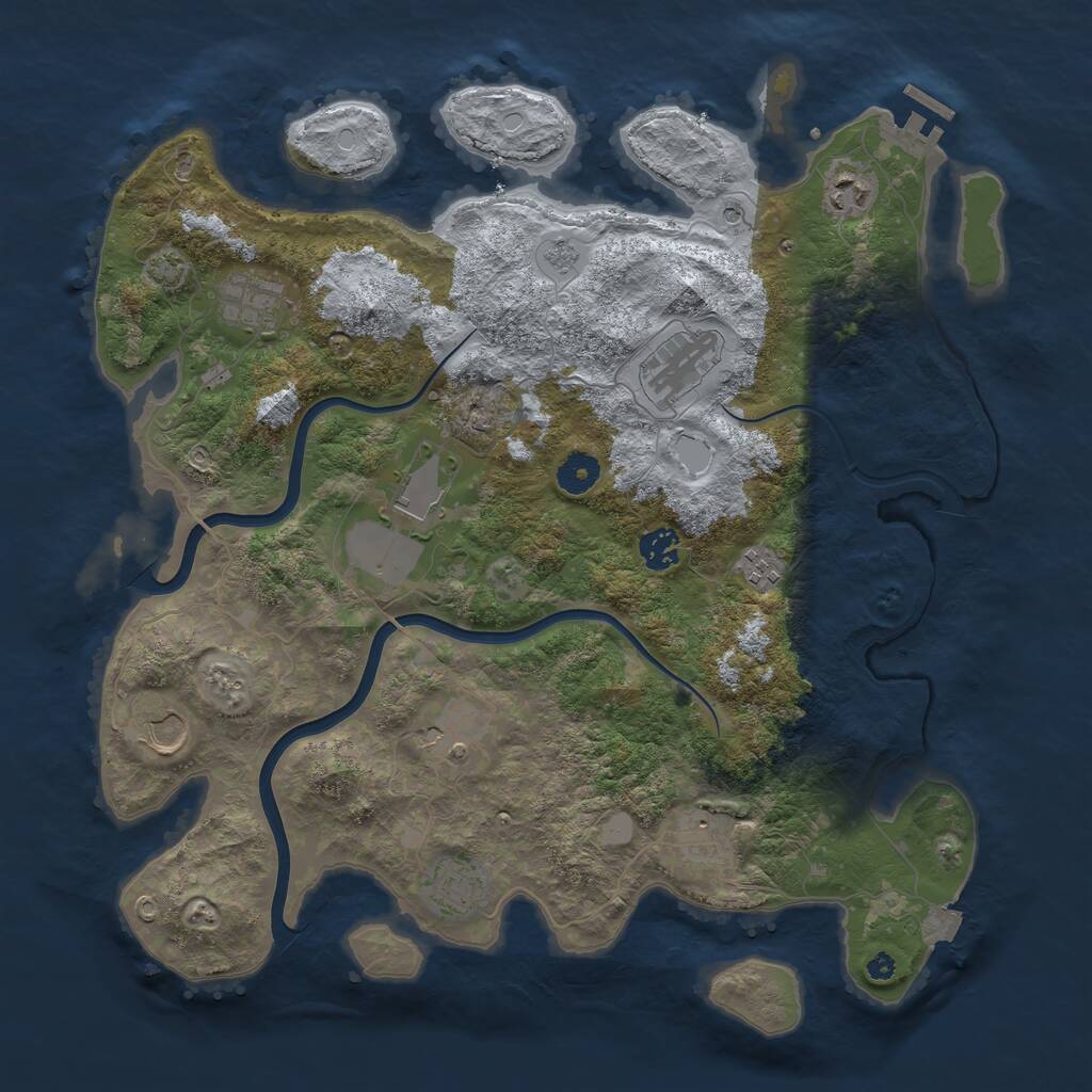 Rust Map: Procedural Map, Size: 3950, Seed: 53000624, 15 Monuments