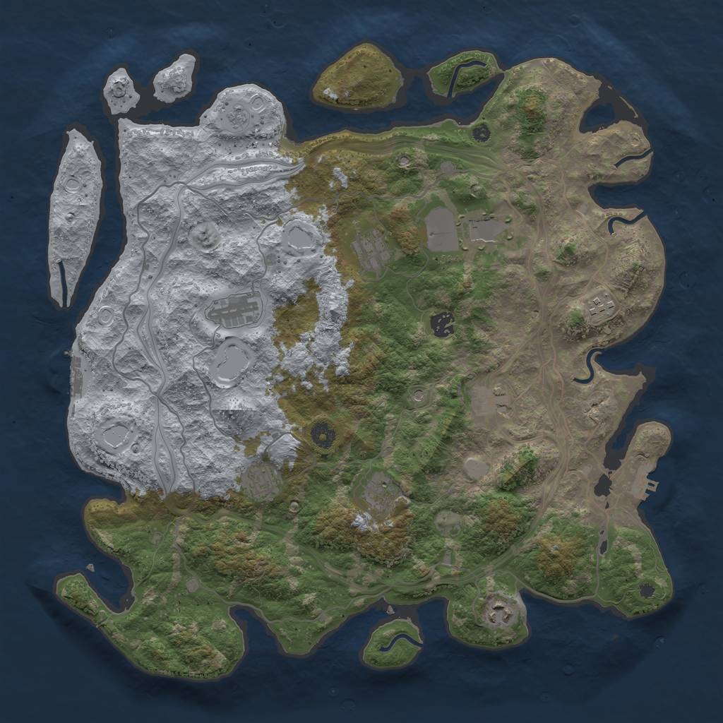 Rust Map: Procedural Map, Size: 4300, Seed: 74695181, 18 Monuments
