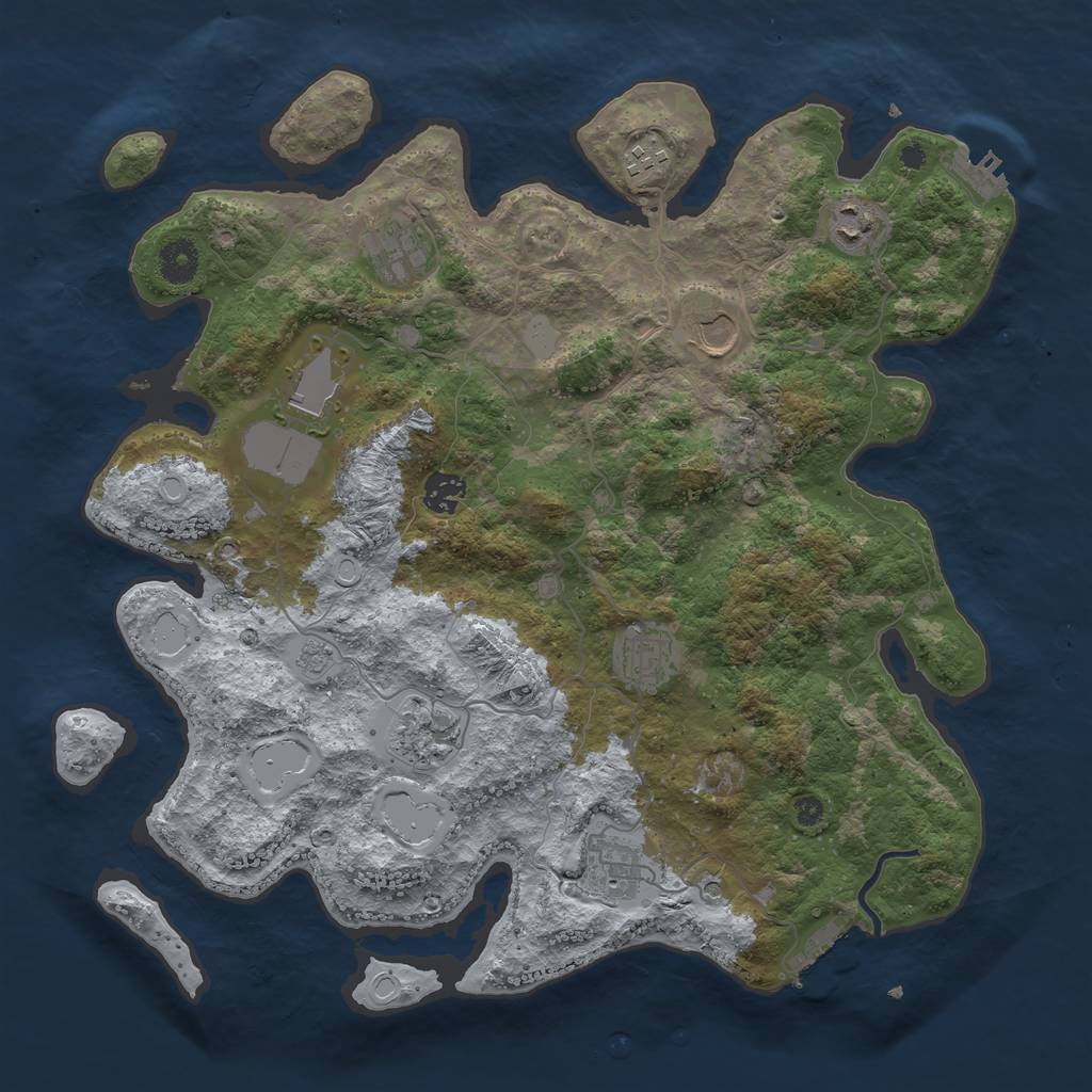 Rust Map: Procedural Map, Size: 3850, Seed: 74144159, 18 Monuments