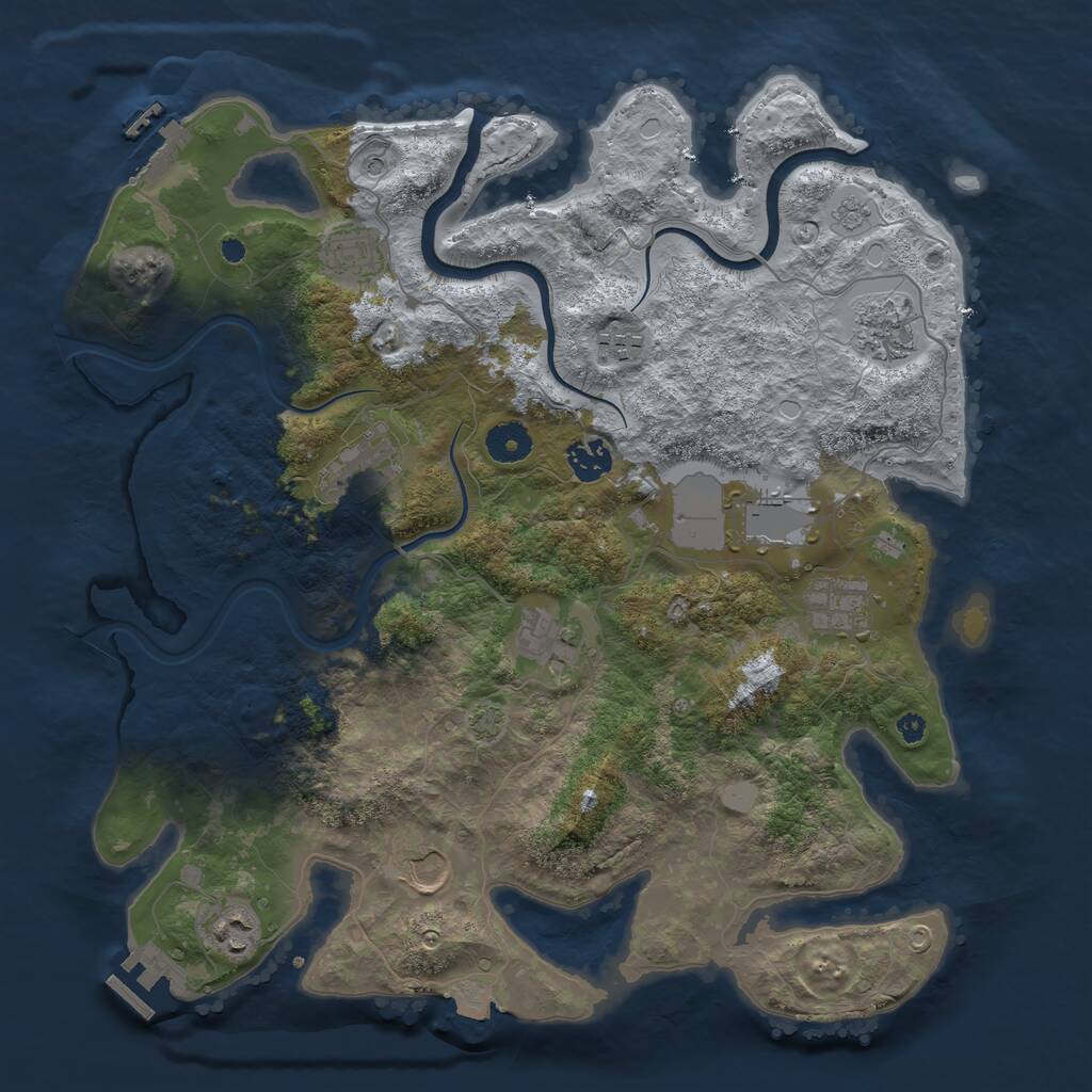 Rust Map: Procedural Map, Size: 3800, Seed: 8207585, 16 Monuments