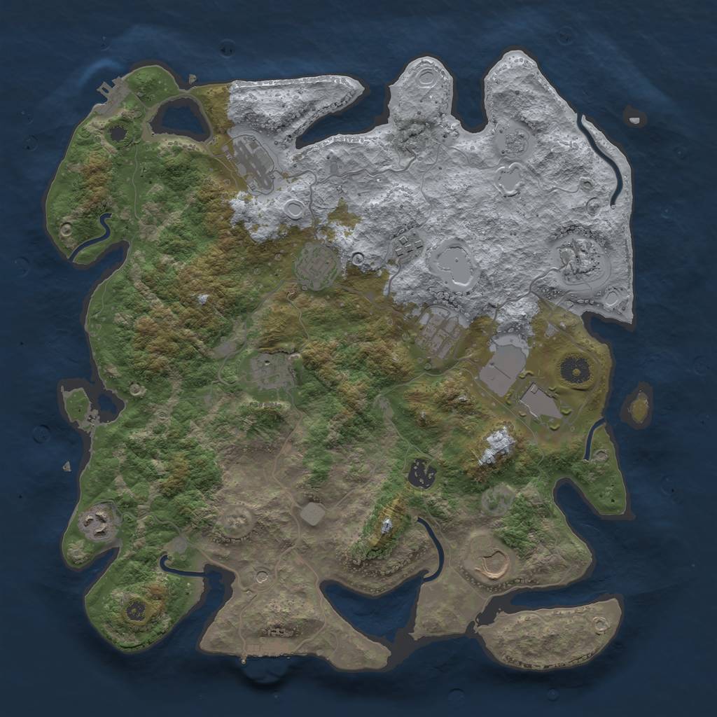 Rust Map: Procedural Map, Size: 3800, Seed: 8207585, 19 Monuments