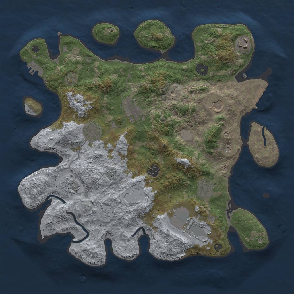 Rust Map: Procedural Map, Size: 3600, Seed: 88841249, 18 Monuments