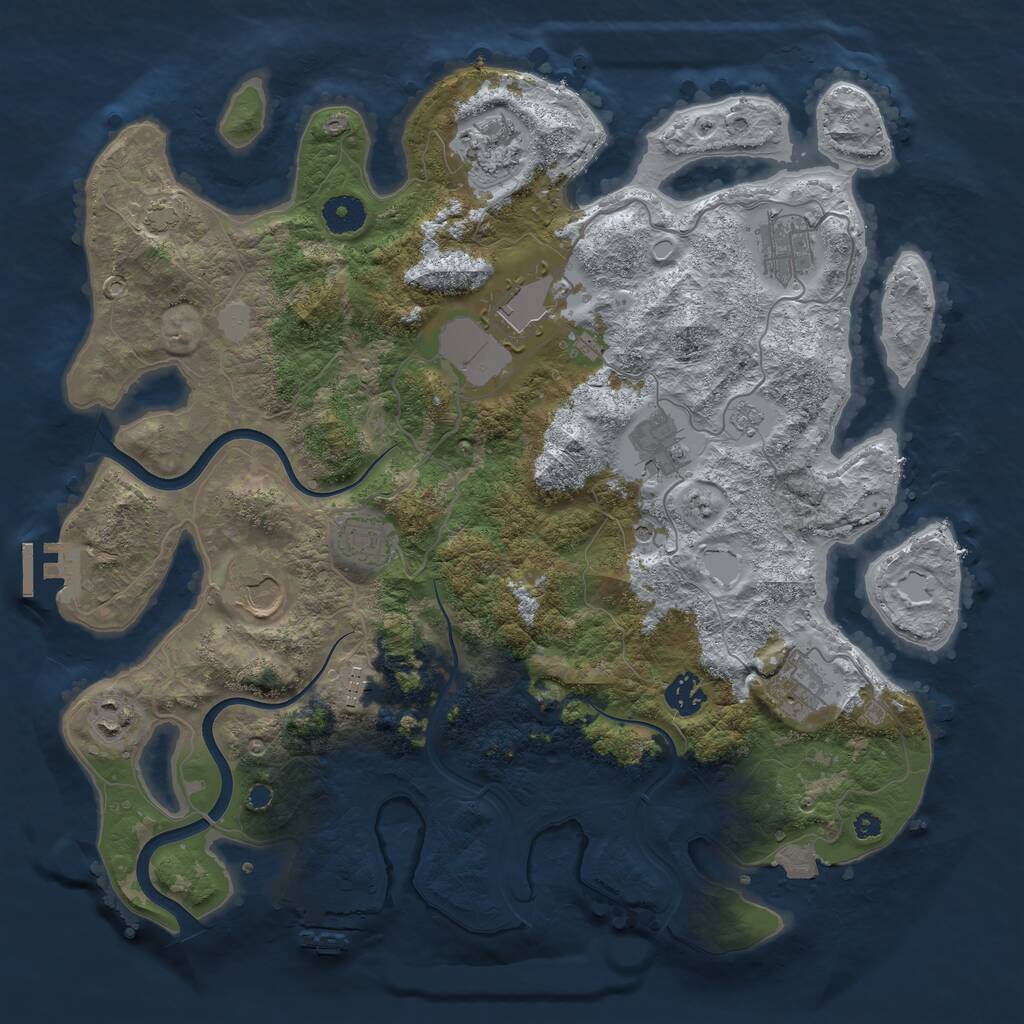 Rust Map: Procedural Map, Size: 3800, Seed: 37562822, 16 Monuments