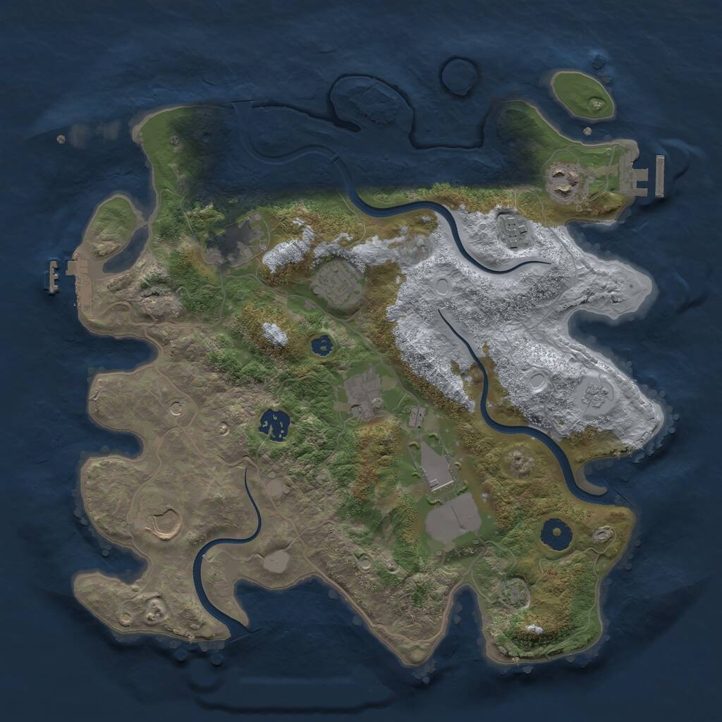 Rust Map: Procedural Map, Size: 3500, Seed: 1804437239, 14 Monuments