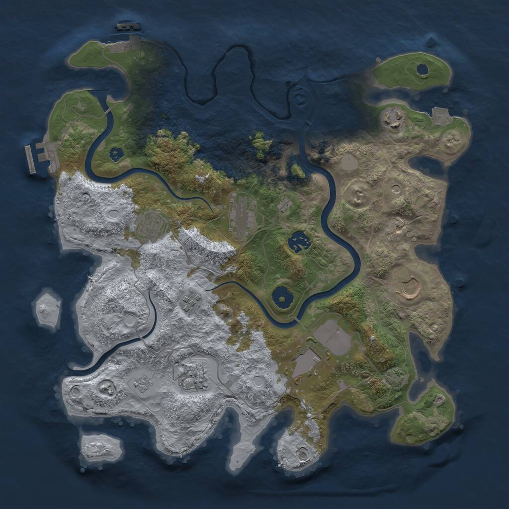 Rust Map: Procedural Map, Size: 3600, Seed: 62892402, 14 Monuments