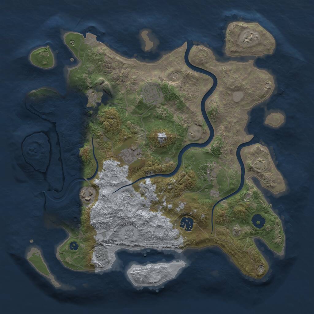 Rust Map: Procedural Map, Size: 3450, Seed: 84698228, 11 Monuments