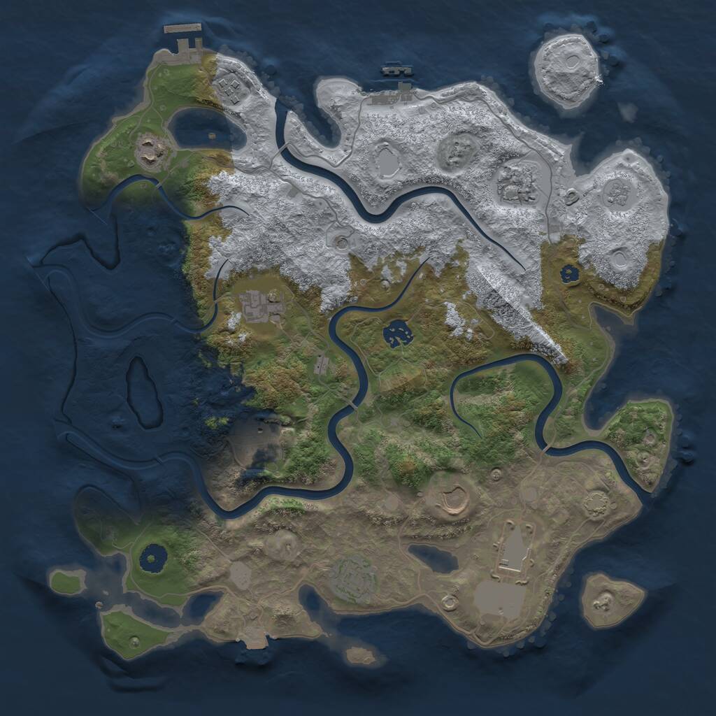 Rust Map: Procedural Map, Size: 3850, Seed: 971131340, 15 Monuments