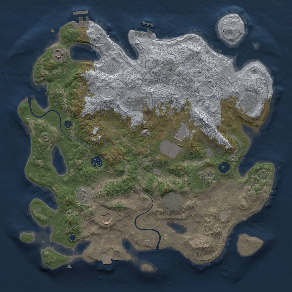 Rust Map: Procedural Map, Size: 3850, Seed: 971131340, 14 Monuments