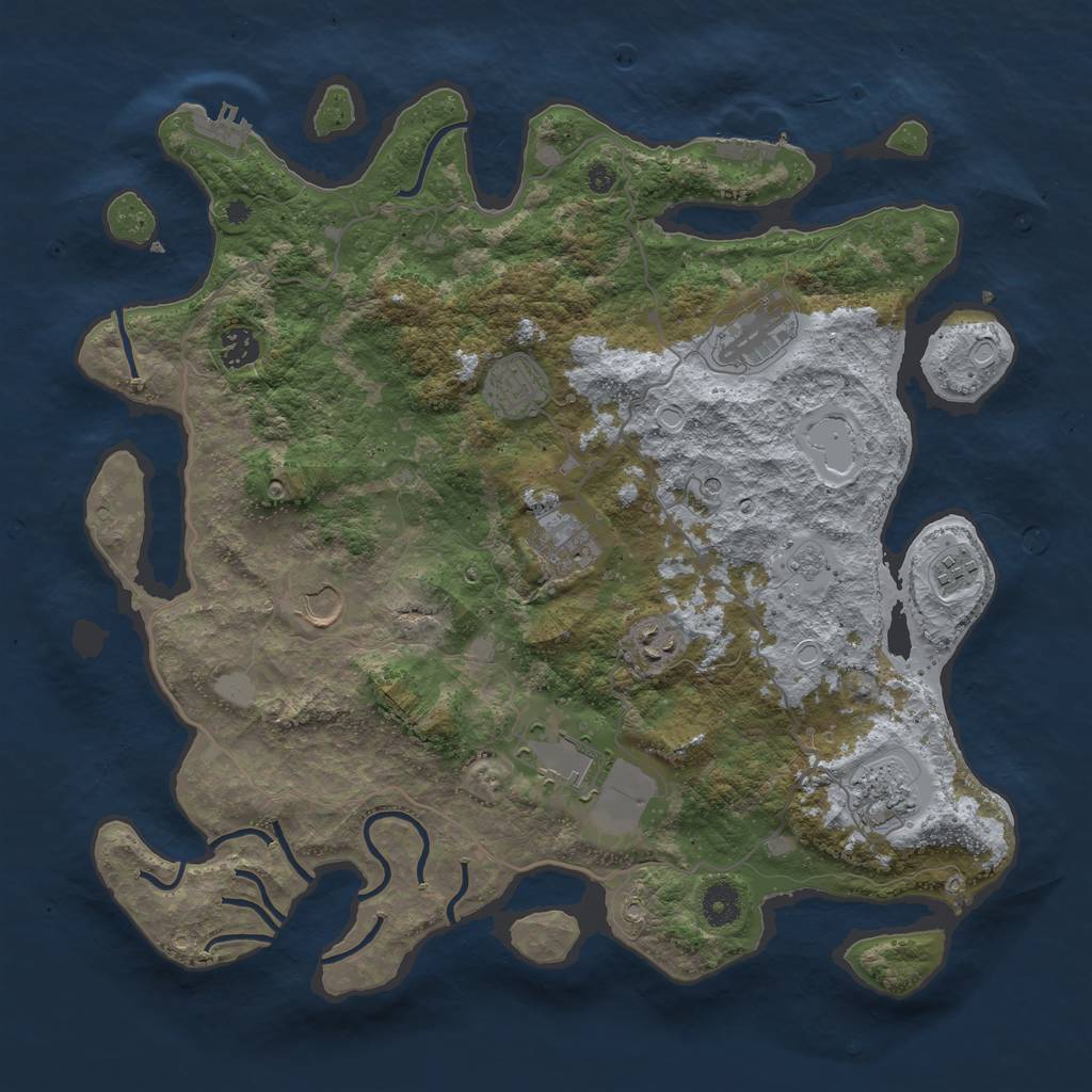 Rust Map: Procedural Map, Size: 4000, Seed: 24040, 18 Monuments
