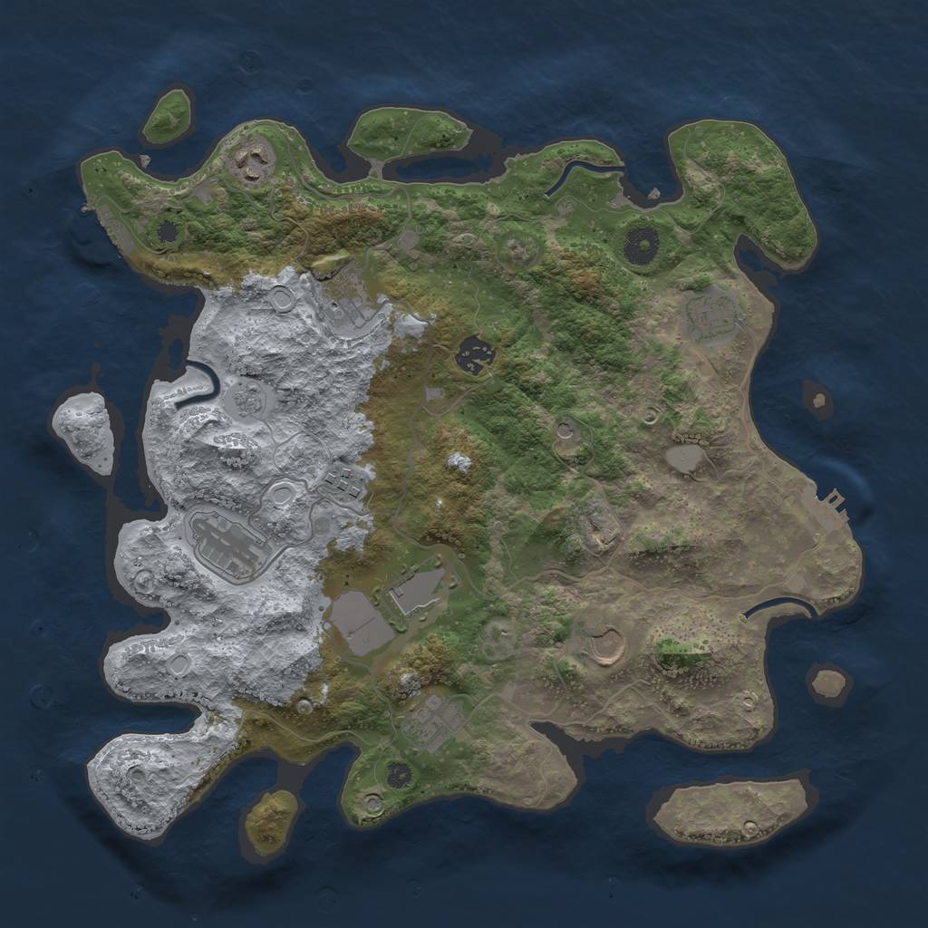 Rust Map: Procedural Map, Size: 3750, Seed: 21974127, 18 Monuments