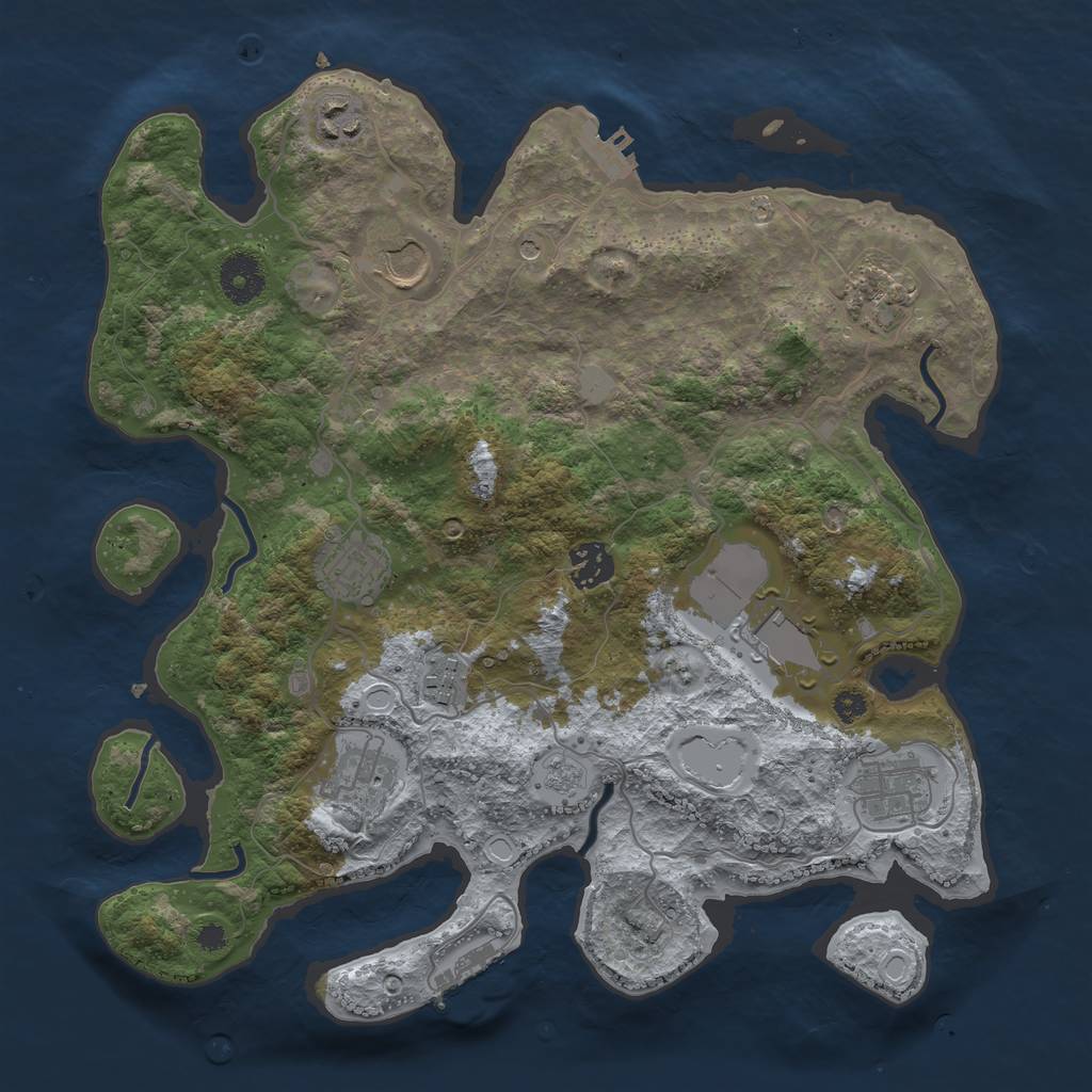 Rust Map: Procedural Map, Size: 3500, Seed: 1542452593, 18 Monuments