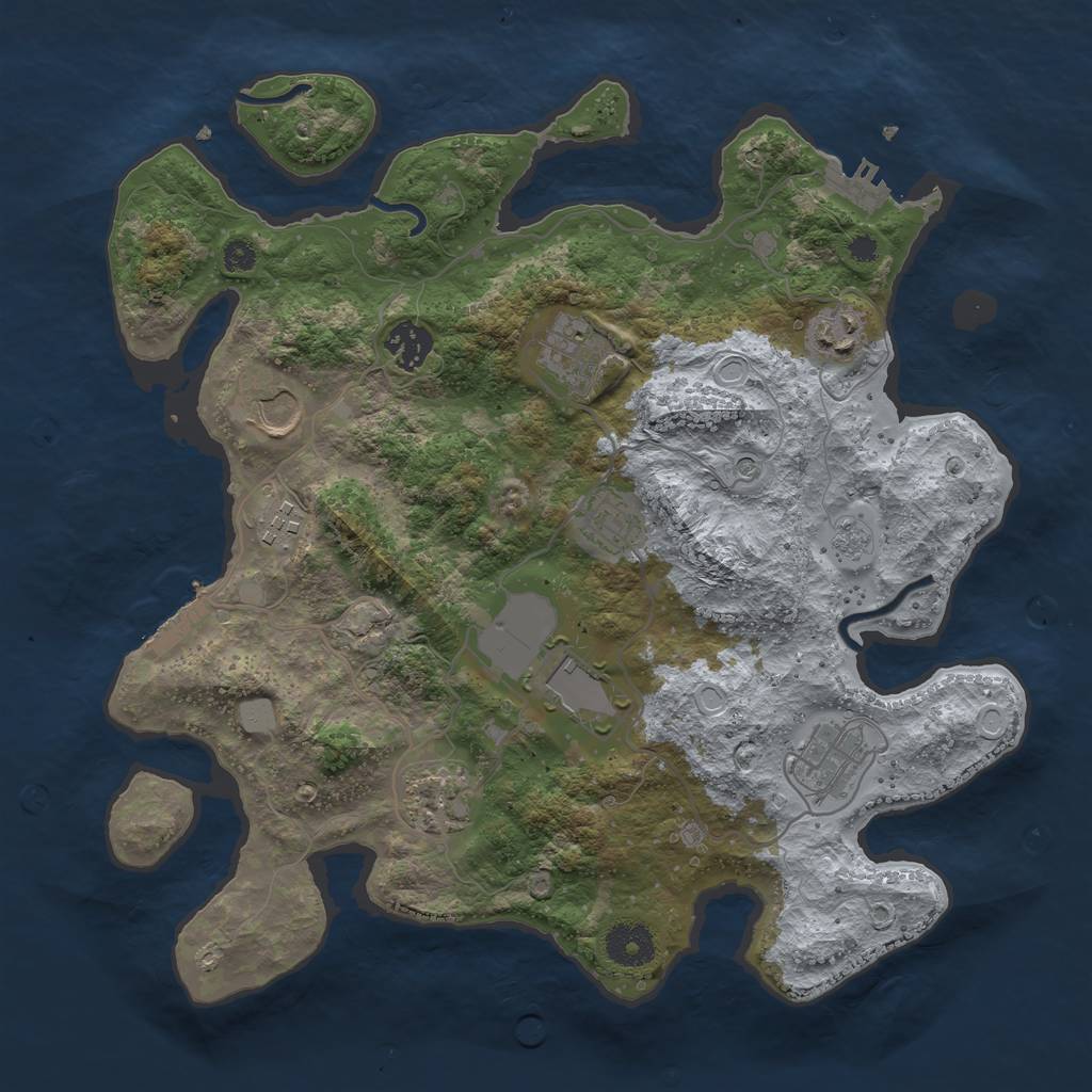 Rust Map: Procedural Map, Size: 3500, Seed: 15542609, 18 Monuments