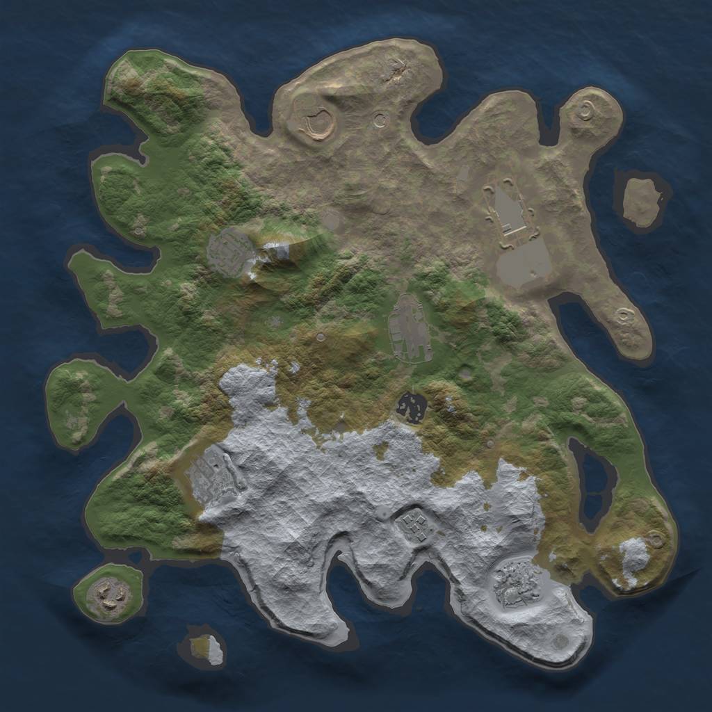 Rust Map: Barren, Size: 3500, Seed: 999, 12 Monuments