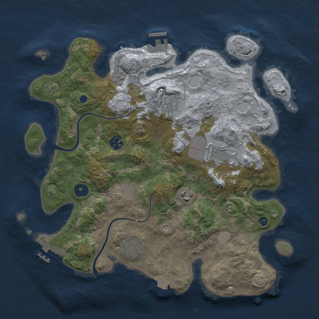 Rust Map: Procedural Map, Size: 3500, Seed: 977820929, 13 Monuments