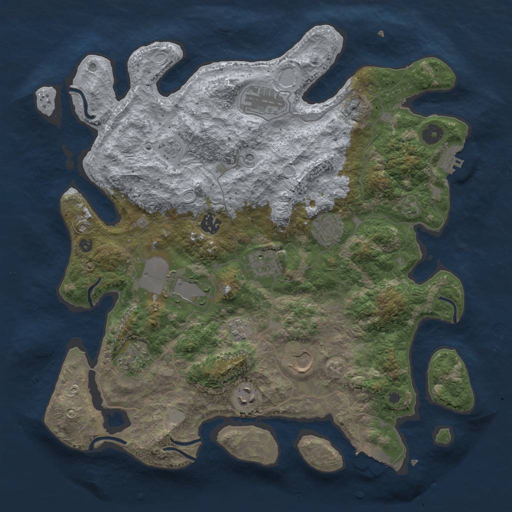 Rust Map: Procedural Map, Size: 3800, Seed: 2638347, 18 Monuments