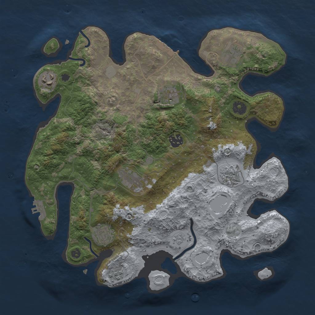 Rust Map: Procedural Map, Size: 3400, Seed: 32854750, 16 Monuments