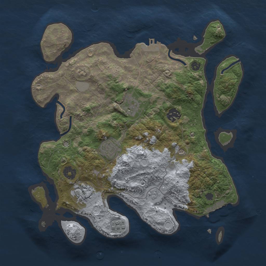 Rust Map: Procedural Map, Size: 3000, Seed: 905256585, 14 Monuments