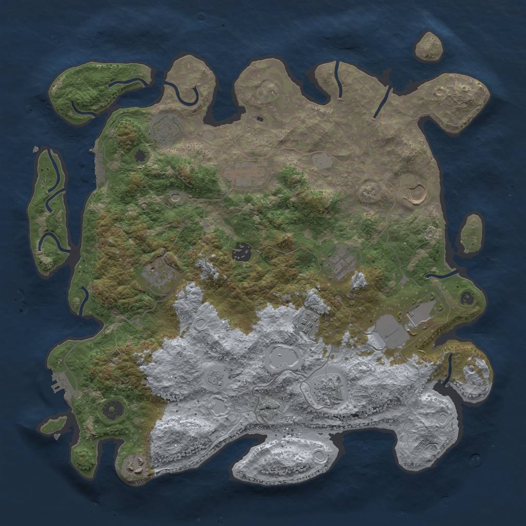 Rust Map: Procedural Map, Size: 3950, Seed: 26881066, 19 Monuments