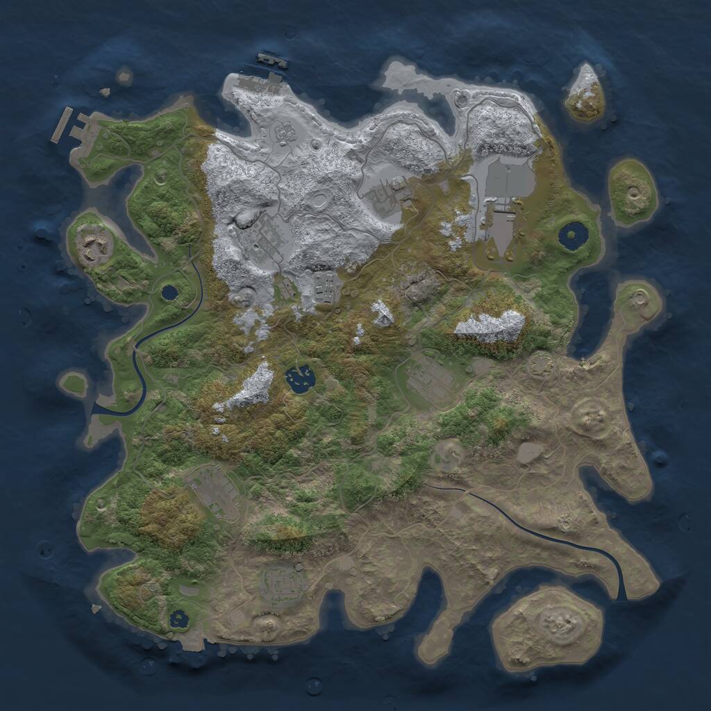 Rust Map: Procedural Map, Size: 3750, Seed: 19595566, 14 Monuments