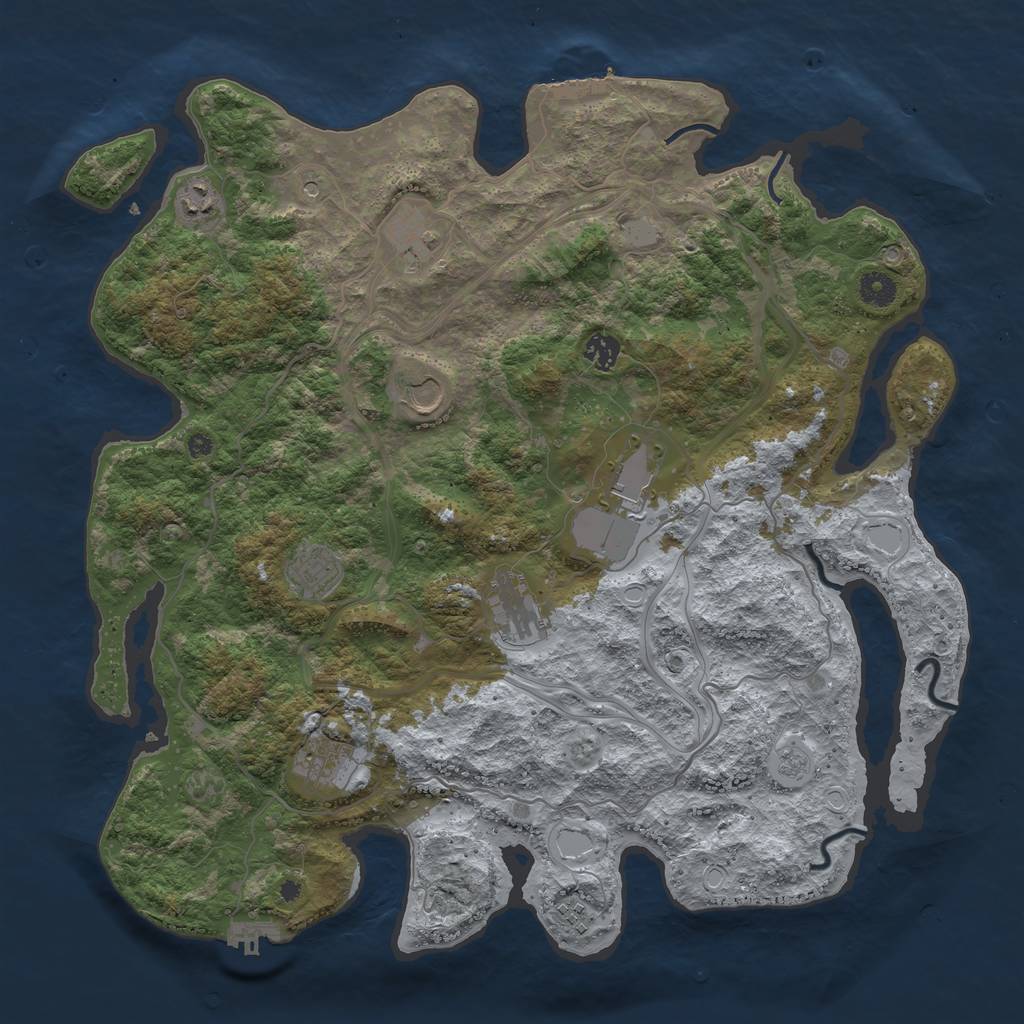 Rust Map: Procedural Map, Size: 4250, Seed: 851955871, 18 Monuments
