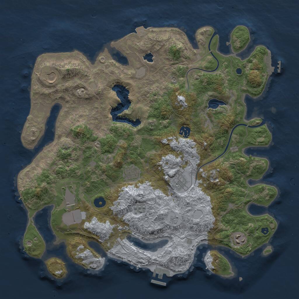 Rust Map: Procedural Map, Size: 4000, Seed: 91472236, 13 Monuments