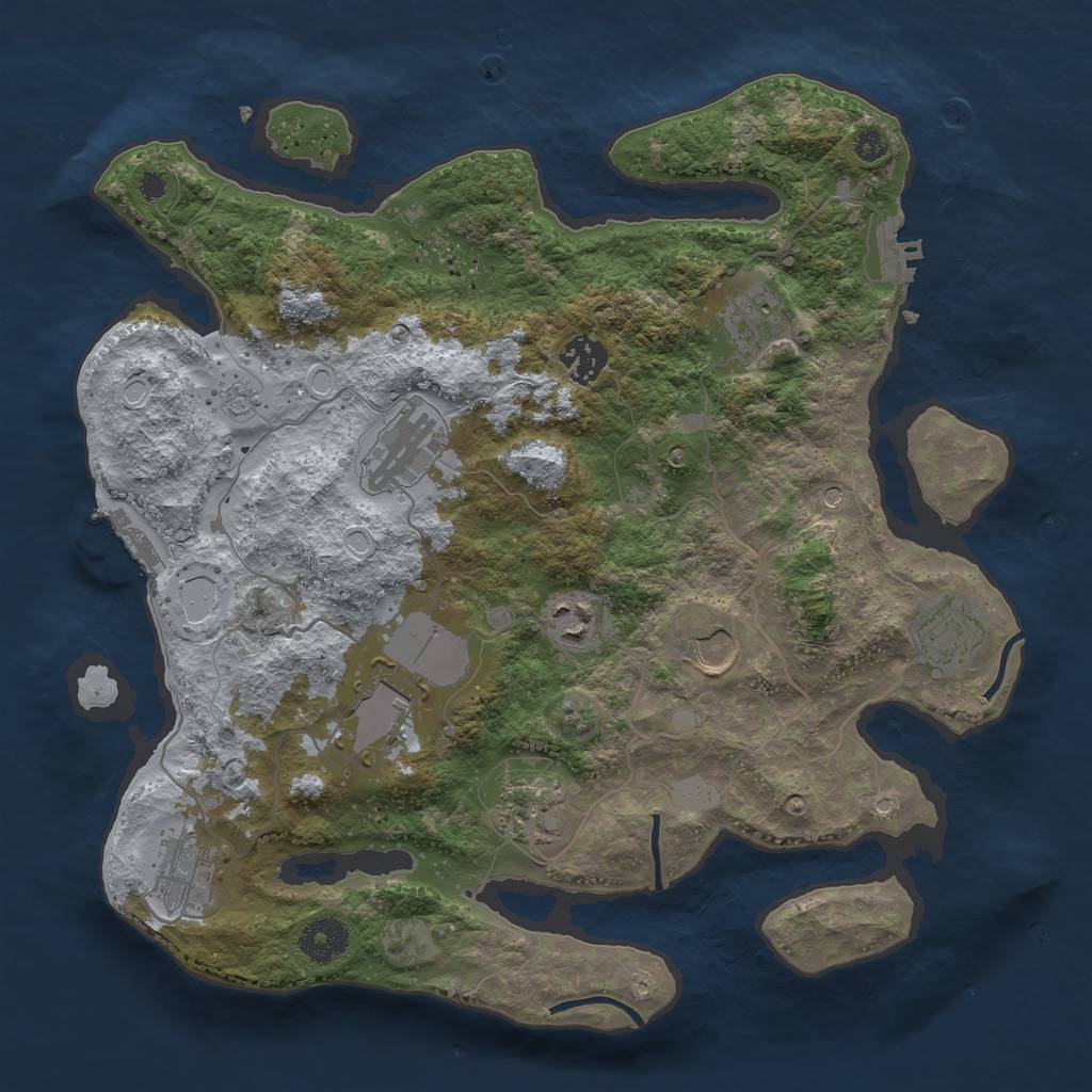 Rust Map: Procedural Map, Size: 3500, Seed: 3248377, 18 Monuments