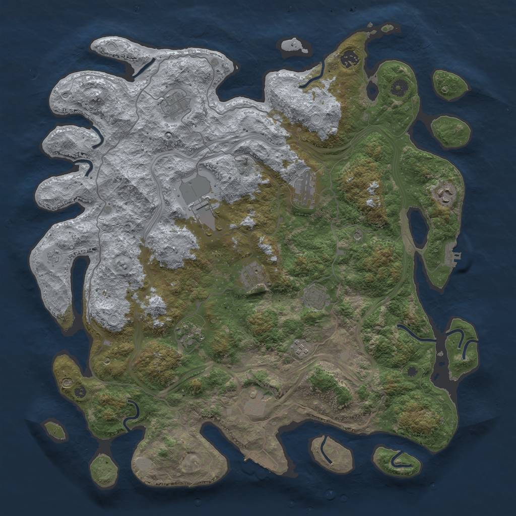 Rust Map: Procedural Map, Size: 4500, Seed: 1226105176, 19 Monuments