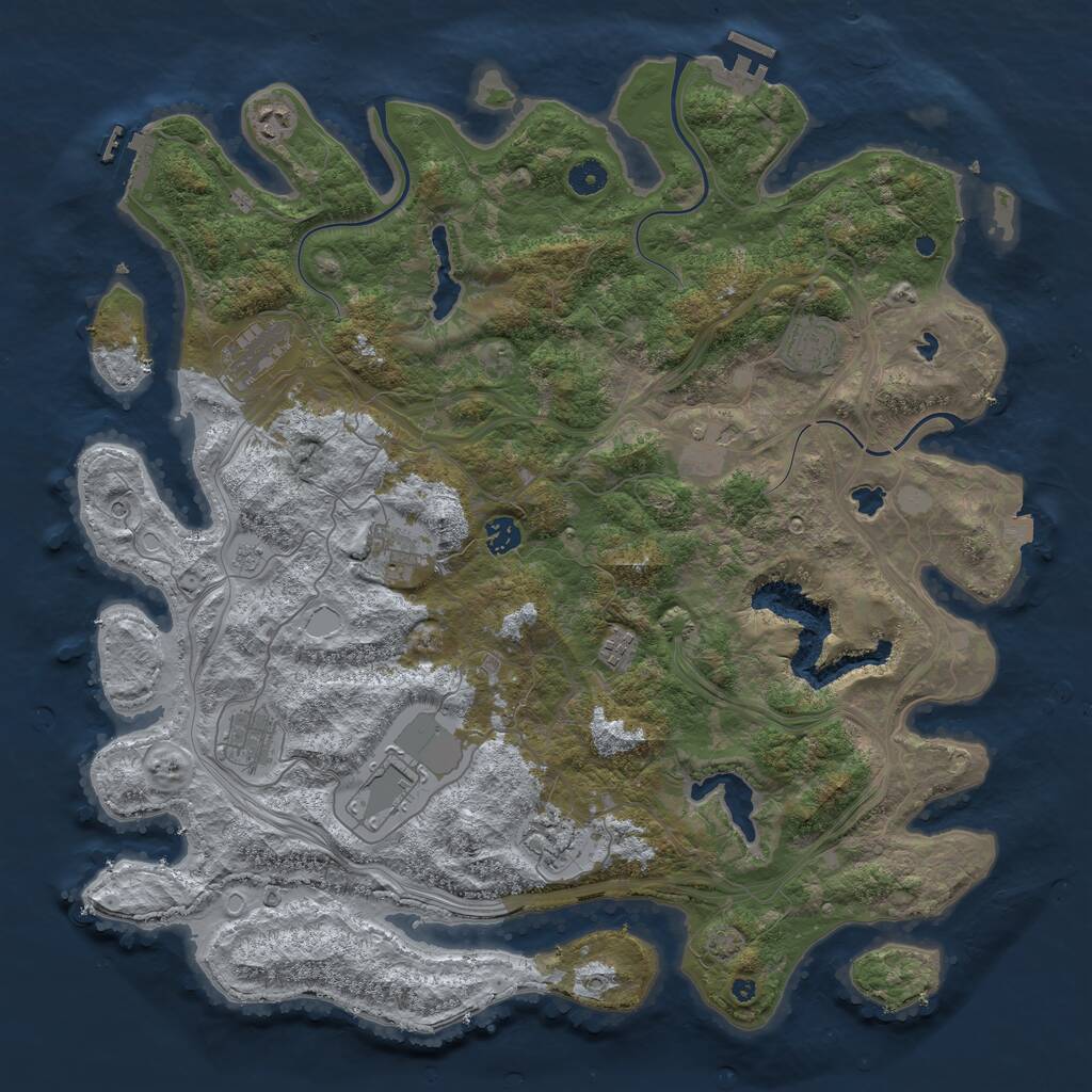 Rust Map: Procedural Map, Size: 4500, Seed: 33333, 16 Monuments