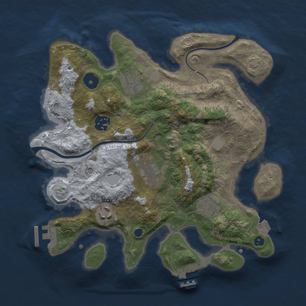 Rust Map: Procedural Map, Size: 3000, Seed: 473547, 10 Monuments