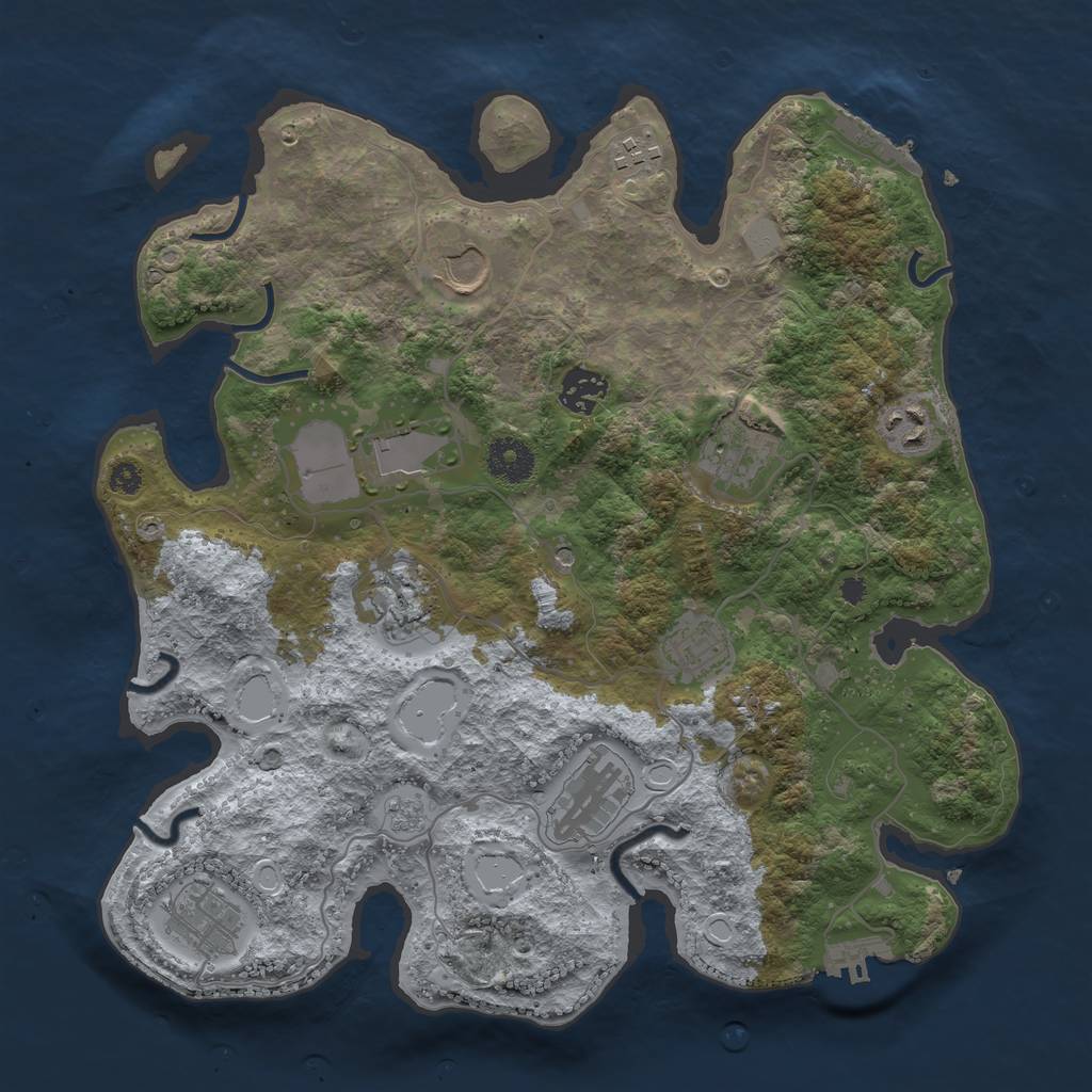 Rust Map: Procedural Map, Size: 3500, Seed: 8464459, 19 Monuments