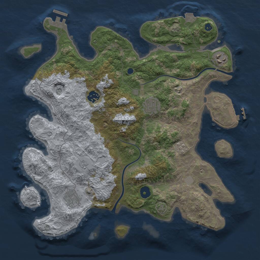 Rust Map: Procedural Map, Size: 3500, Seed: 160922, 11 Monuments