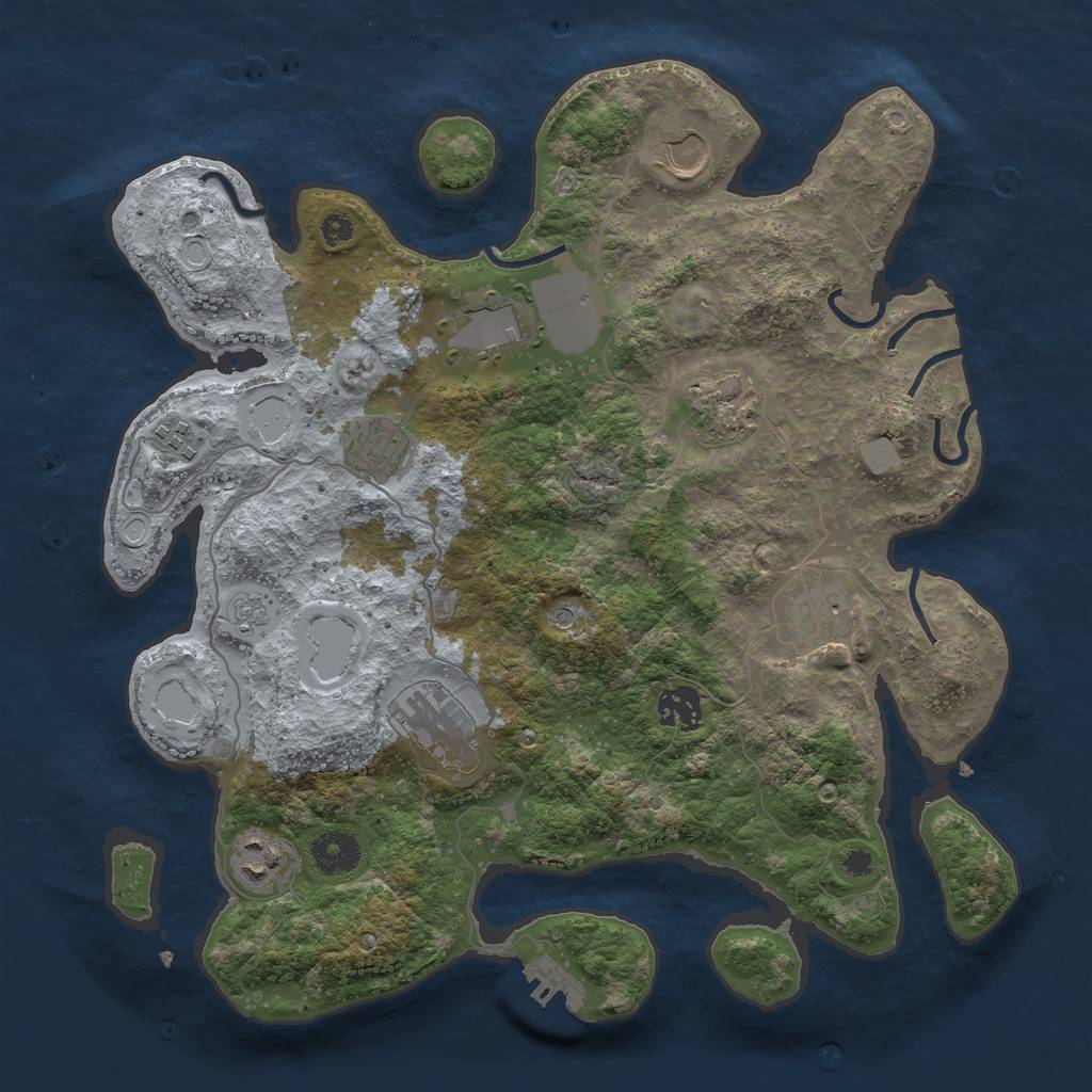Rust Map: Procedural Map, Size: 3550, Seed: 82440255, 17 Monuments
