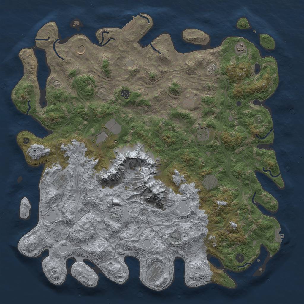 Rust Map: Procedural Map, Size: 5000, Seed: 458602, 20 Monuments