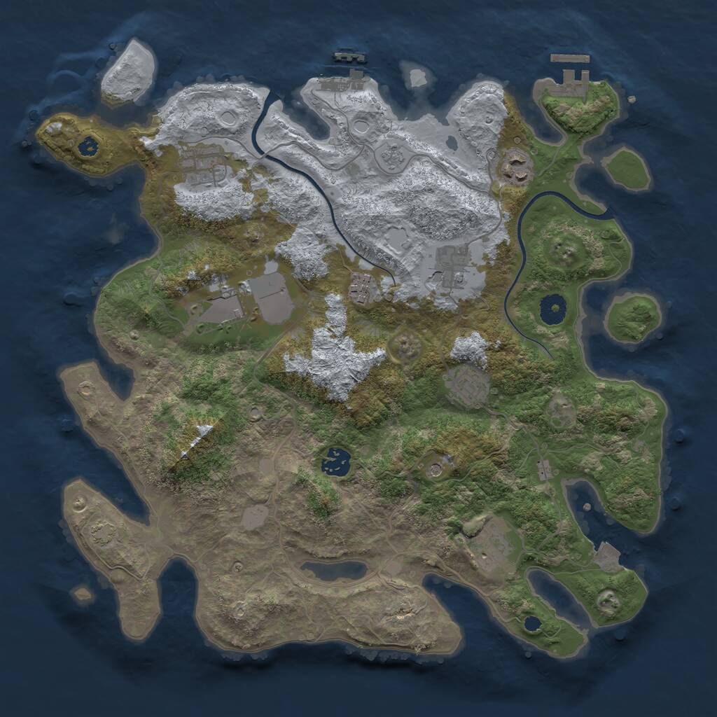 Rust Map: Procedural Map, Size: 3700, Seed: 775, 14 Monuments