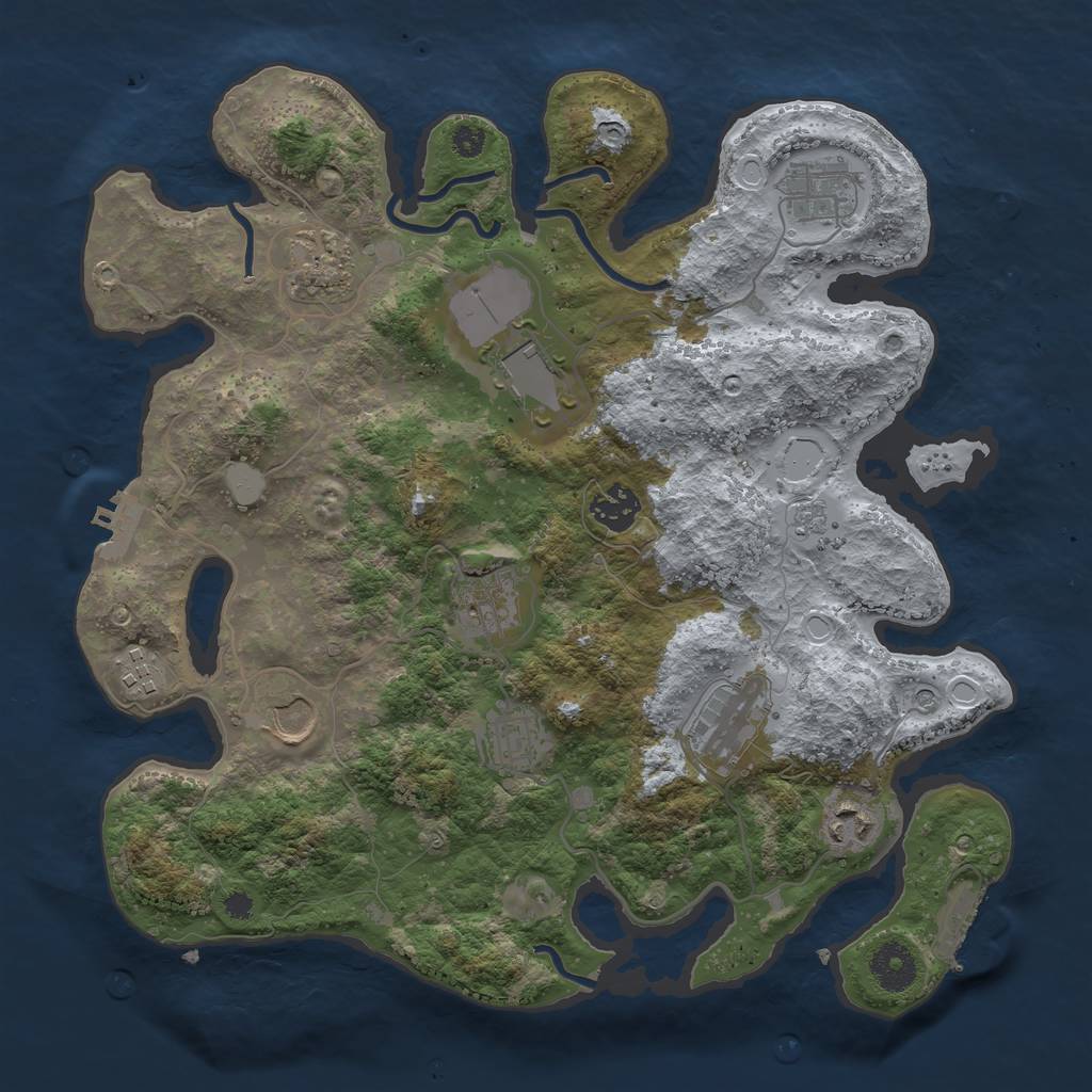 Rust Map: Procedural Map, Size: 3500, Seed: 64521083, 19 Monuments