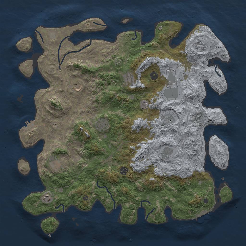 Rust Map: Procedural Map, Size: 4500, Seed: 258443380, 20 Monuments