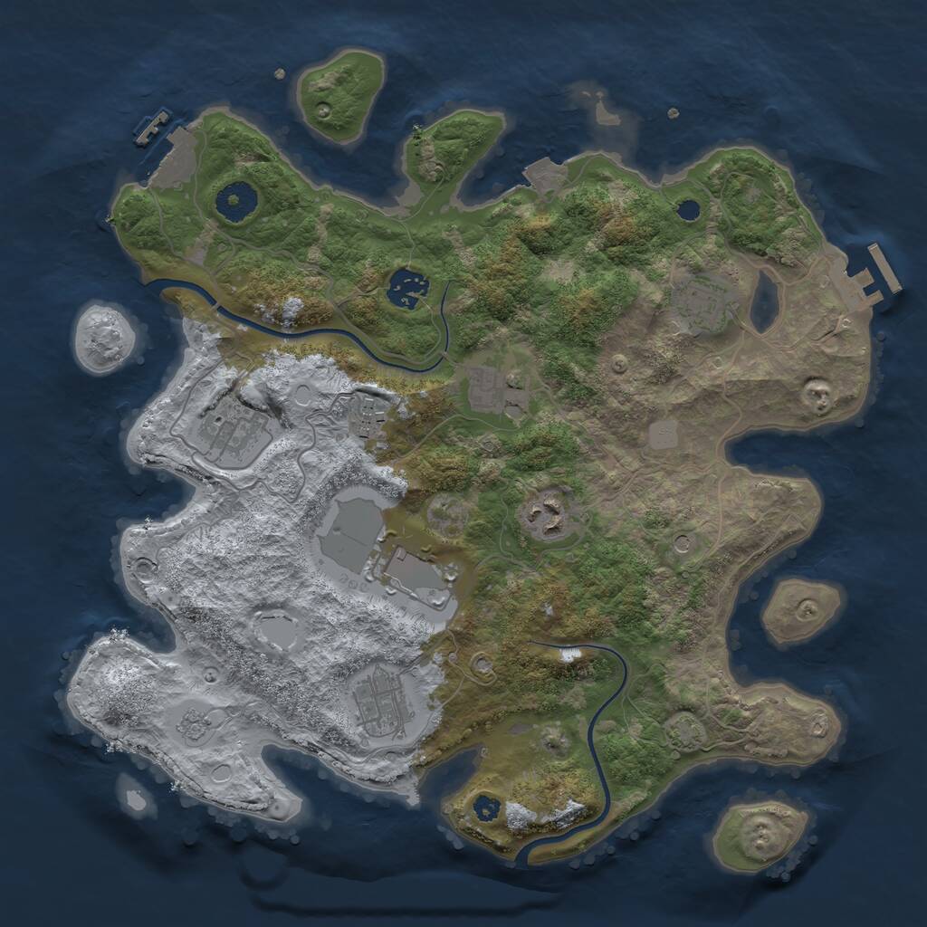 Rust Map: Procedural Map, Size: 3500, Seed: 1186958635, 14 Monuments