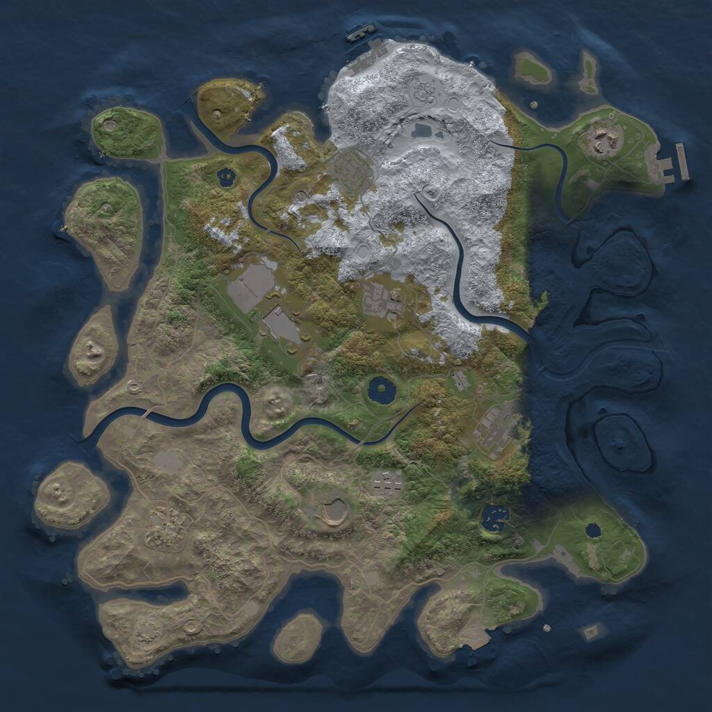 Rust Map: Procedural Map, Size: 3850, Seed: 28346616, 15 Monuments