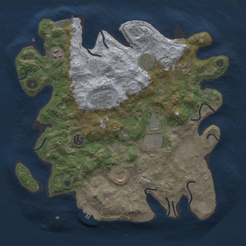 Rust Map: Procedural Map, Size: 3500, Seed: 1549500561, 18 Monuments