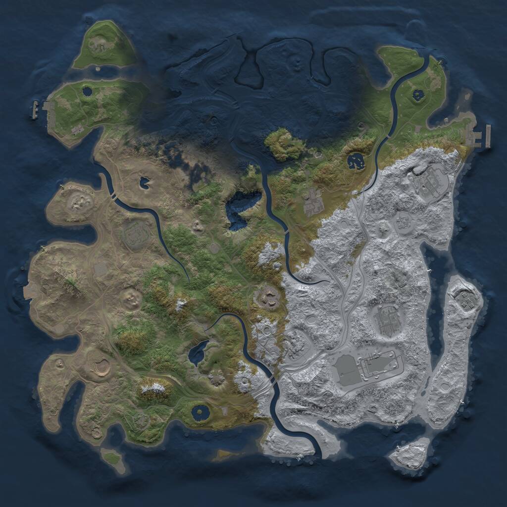 Rust Map: Procedural Map, Size: 4400, Seed: 12518390, 17 Monuments