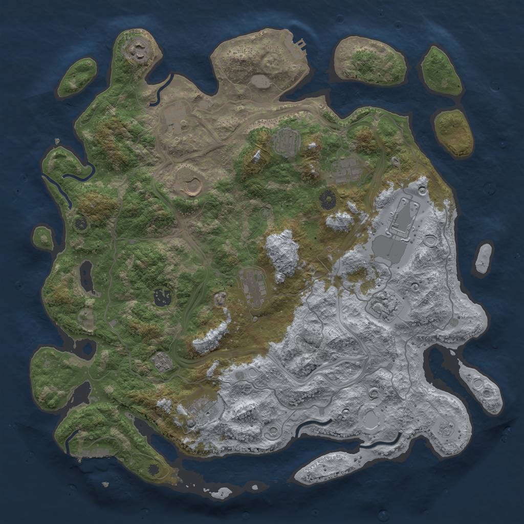 Rust Map: Procedural Map, Size: 4250, Seed: 511863551, 20 Monuments