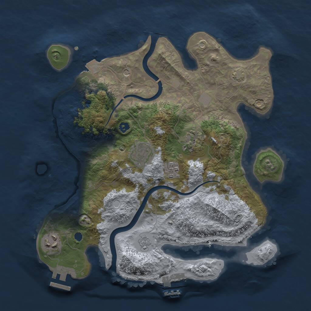 Rust Map: Procedural Map, Size: 3000, Seed: 796664, 10 Monuments