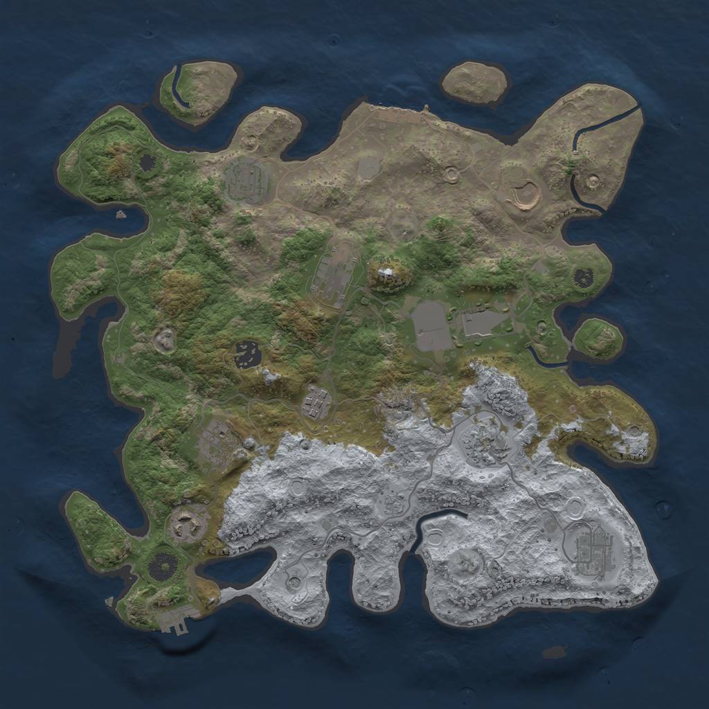 Rust Map: Procedural Map, Size: 3700, Seed: 1182717126, 19 Monuments