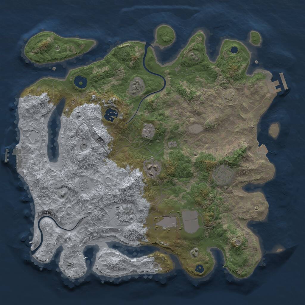Rust Map: Procedural Map, Size: 3550, Seed: 28602286, 12 Monuments