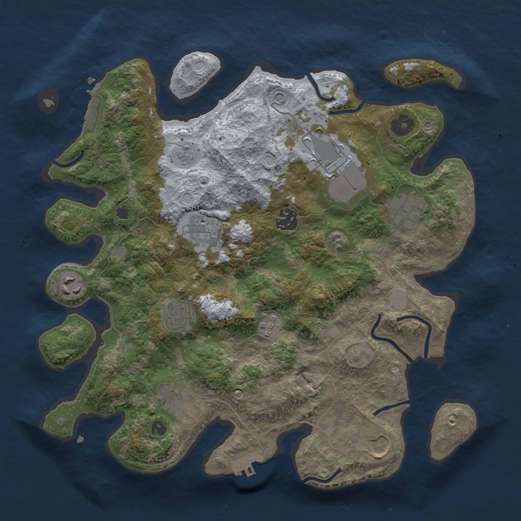 Rust Map: Procedural Map, Size: 3500, Seed: 87847088, 18 Monuments