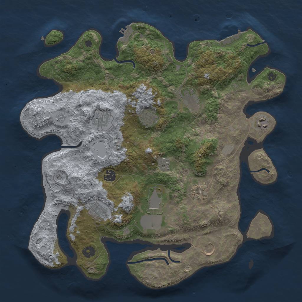Rust Map: Procedural Map, Size: 3750, Seed: 32106566, 19 Monuments