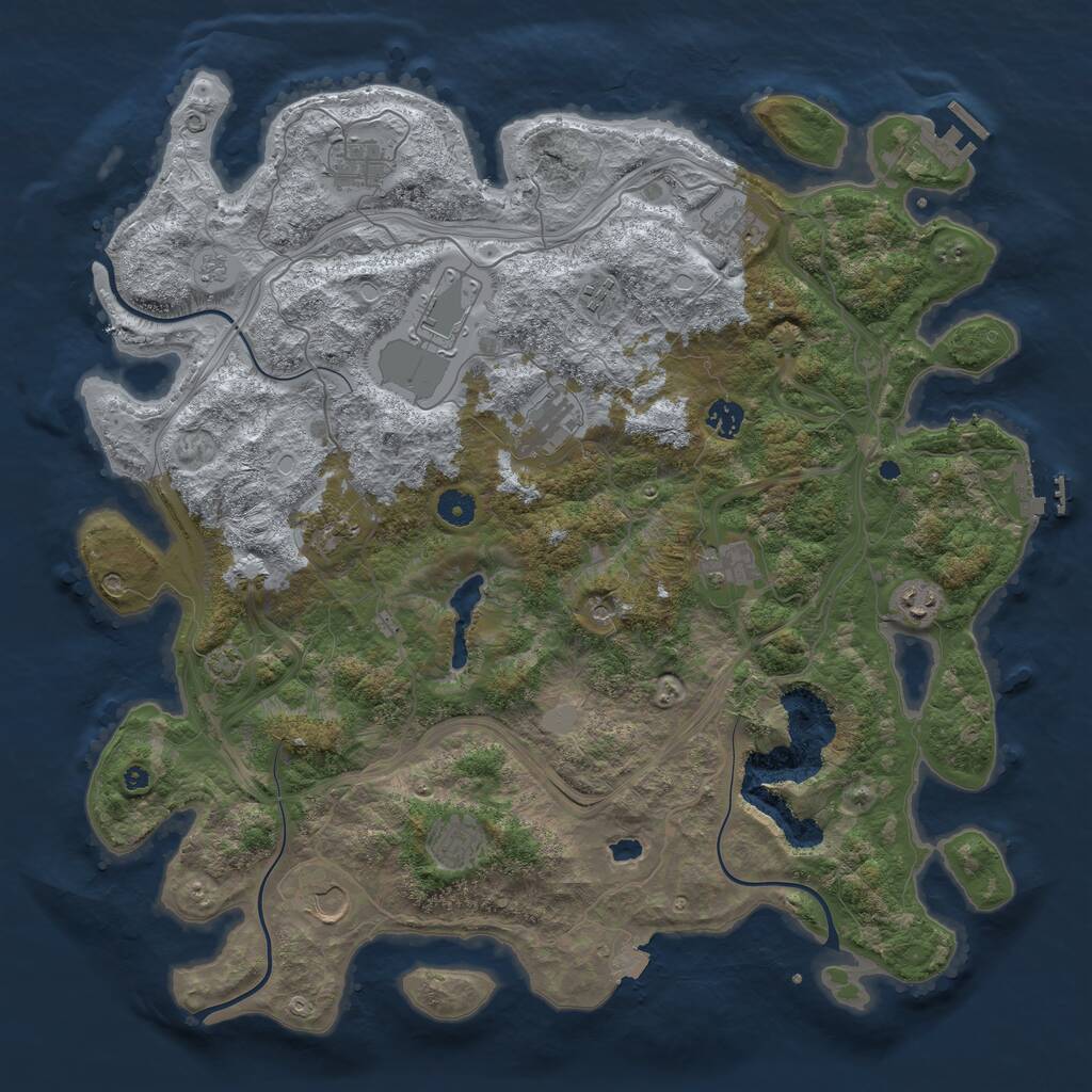 Rust Map: Procedural Map, Size: 4400, Seed: 55104587, 17 Monuments
