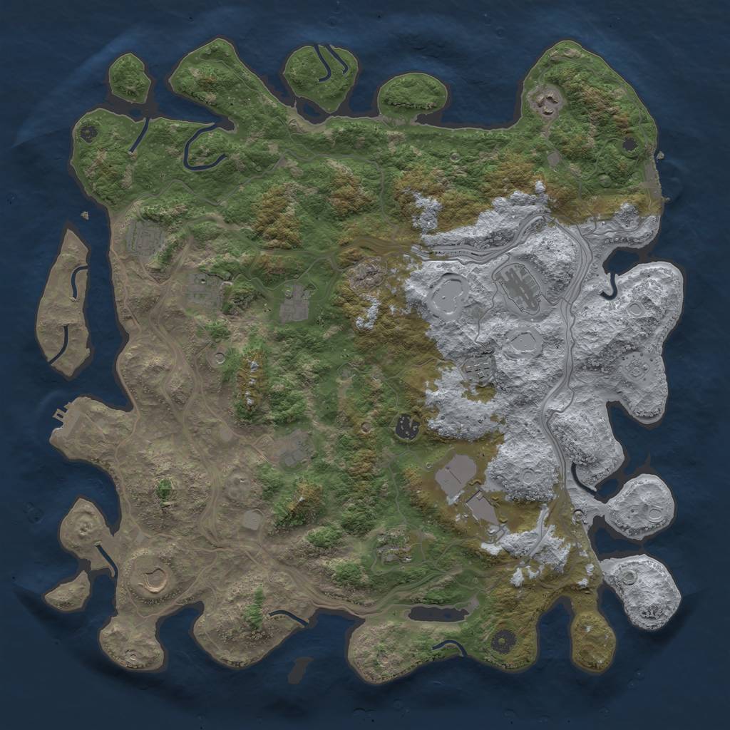 Rust Map: Procedural Map, Size: 4500, Seed: 32901573, 20 Monuments