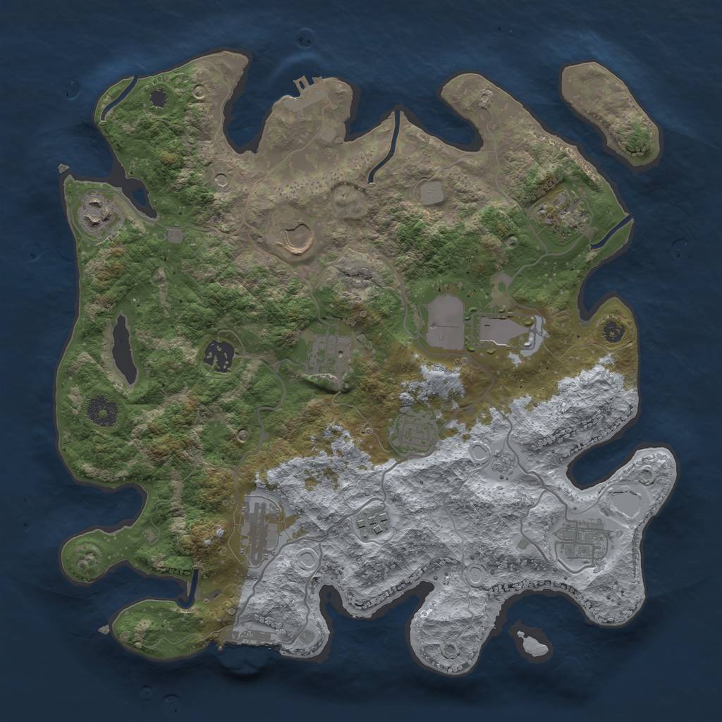 Rust Map: Procedural Map, Size: 3500, Seed: 595937630, 19 Monuments
